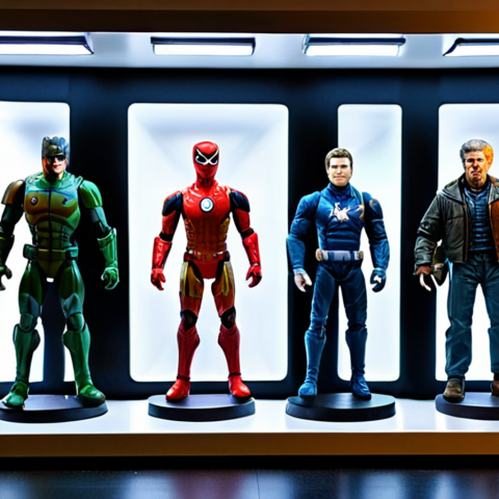 **

A well-lit display case featuring a collection of action figures. Each figure is illuminated by focused LED spotlights, highlighting their intricate details. The background features soft, indirect lighting, creating a gallery-like atmosphere. The display case is clean and organized, showcasing the figures as prized collectibles. safe for work, appropriate content, fully clothed action figures, perfect anatomy, natural proportions, professional display, family-friendly.

**