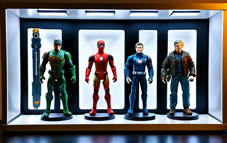 **

A well-lit display case featuring a collection of action figures. Each figure is illuminated by focused LED spotlights, highlighting their intricate details. The background features soft, indirect lighting, creating a gallery-like atmosphere. The display case is clean and organized, showcasing the figures as prized collectibles. safe for work, appropriate content, fully clothed action figures, perfect anatomy, natural proportions, professional display, family-friendly.

**