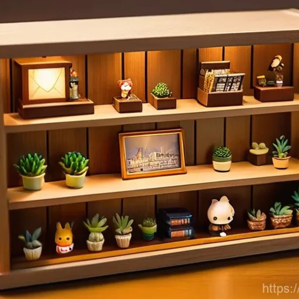 피규어 수납용 진열대 제작법 - **Prompt 1: Cozy Wooden Nendoroid Display with Indirect Lighting and Mini Diorama**
    A beautifull...
