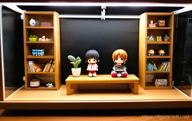 피규어 수납용 진열대 제작법 - **Prompt 1: Cozy Wooden Nendoroid Display with Indirect Lighting and Mini Diorama**
    A beautifull...