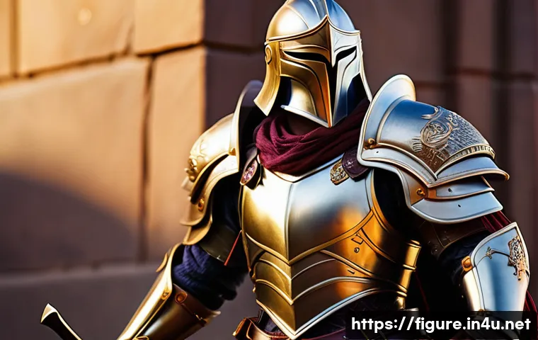 피규어에 사용되는 컬러 스펙트럼 - A highly detailed figure of a fantasy warrior character, showcasing subtle variations in skin tones ...